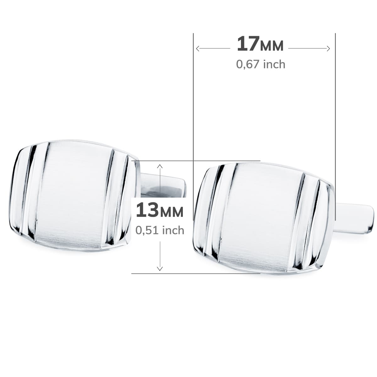 18K GEMELOS ORO BLANCO TONEL MATE Y BRILLO 17X13 MM CIERRE RIGIDO OSCILANTE