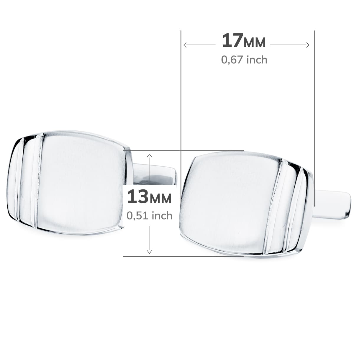 18K GEMELOS ORO BLANCO TONEL MATE Y BRILLO 17X13 MM CIERRE RIGIDO OCSILANTE