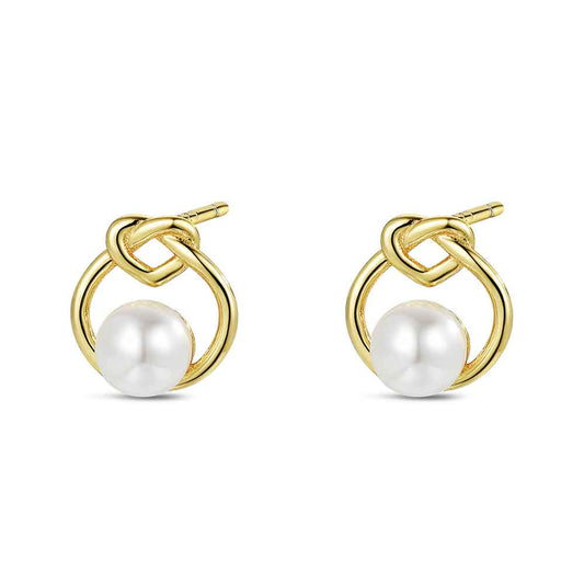 Pendiente de plata chapado con perla natural