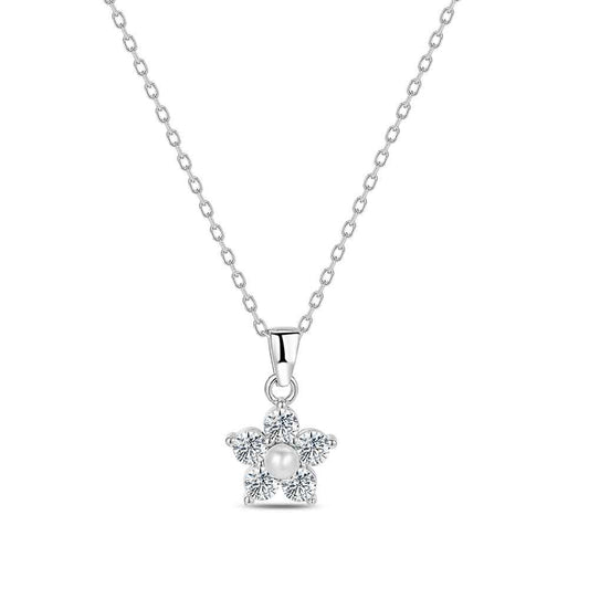 Colgante con cadena en plata en flor