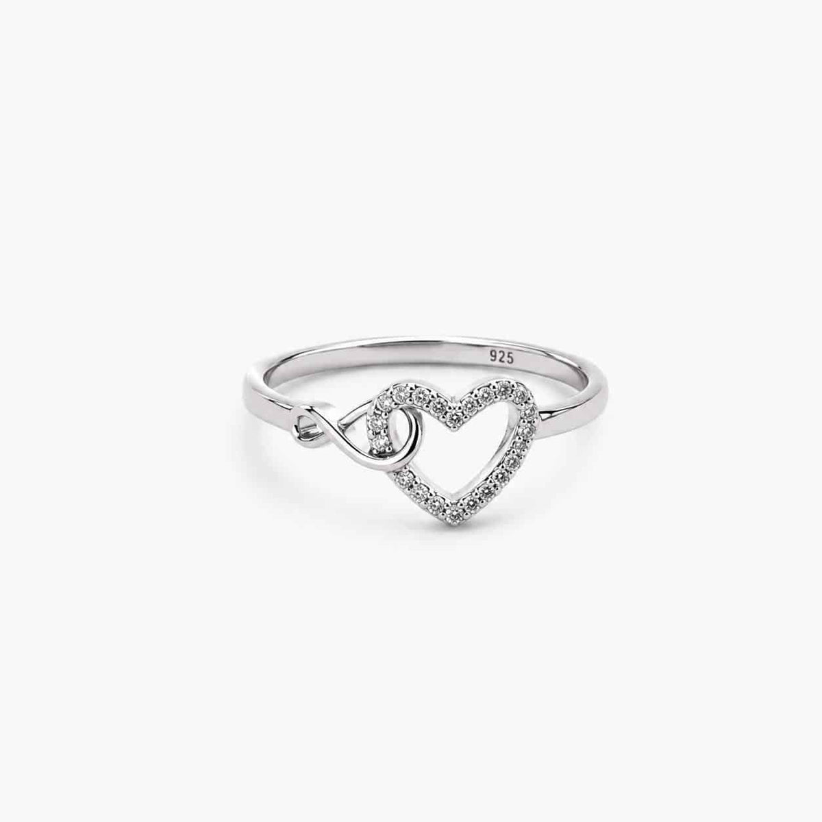 Anillo corazón infinito de plata de ley - Joyería Zafir
