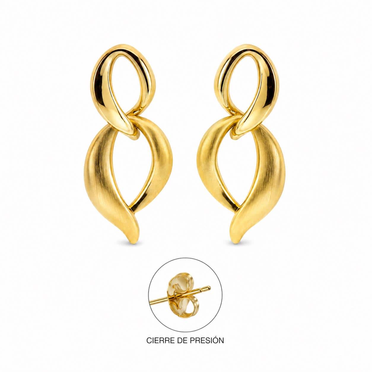 Pendientes siena de aleación de metales con baño de oro de 14 quilates - Joyería Zafir