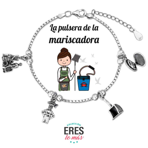 Pulsera Eres Lo Mas Mariscadora Cadena Veneciana Rodiada Con Colgantes