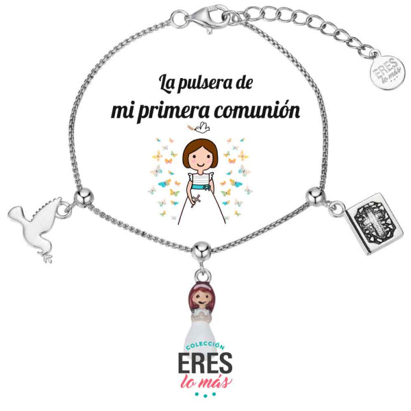 Pulsera eres lo más comunión cadena rodiada con tres colgantes