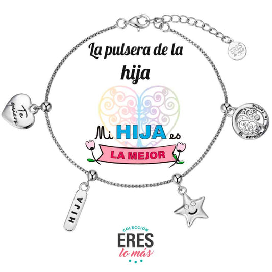 Pulsera eres lo más hija cadena rodiada con cuatro colgantes