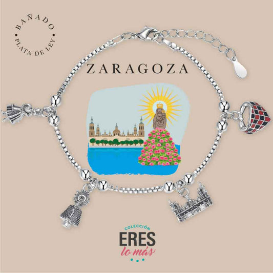 Pulsera eres lo más Zaragoza metal bañado en plata con cuatro colgantes
