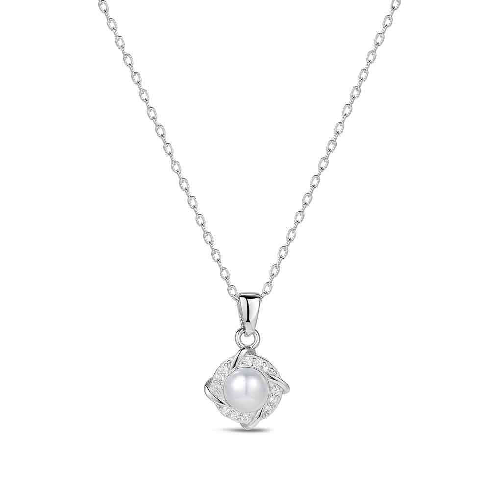 Colgante con cadena en plata en rombo