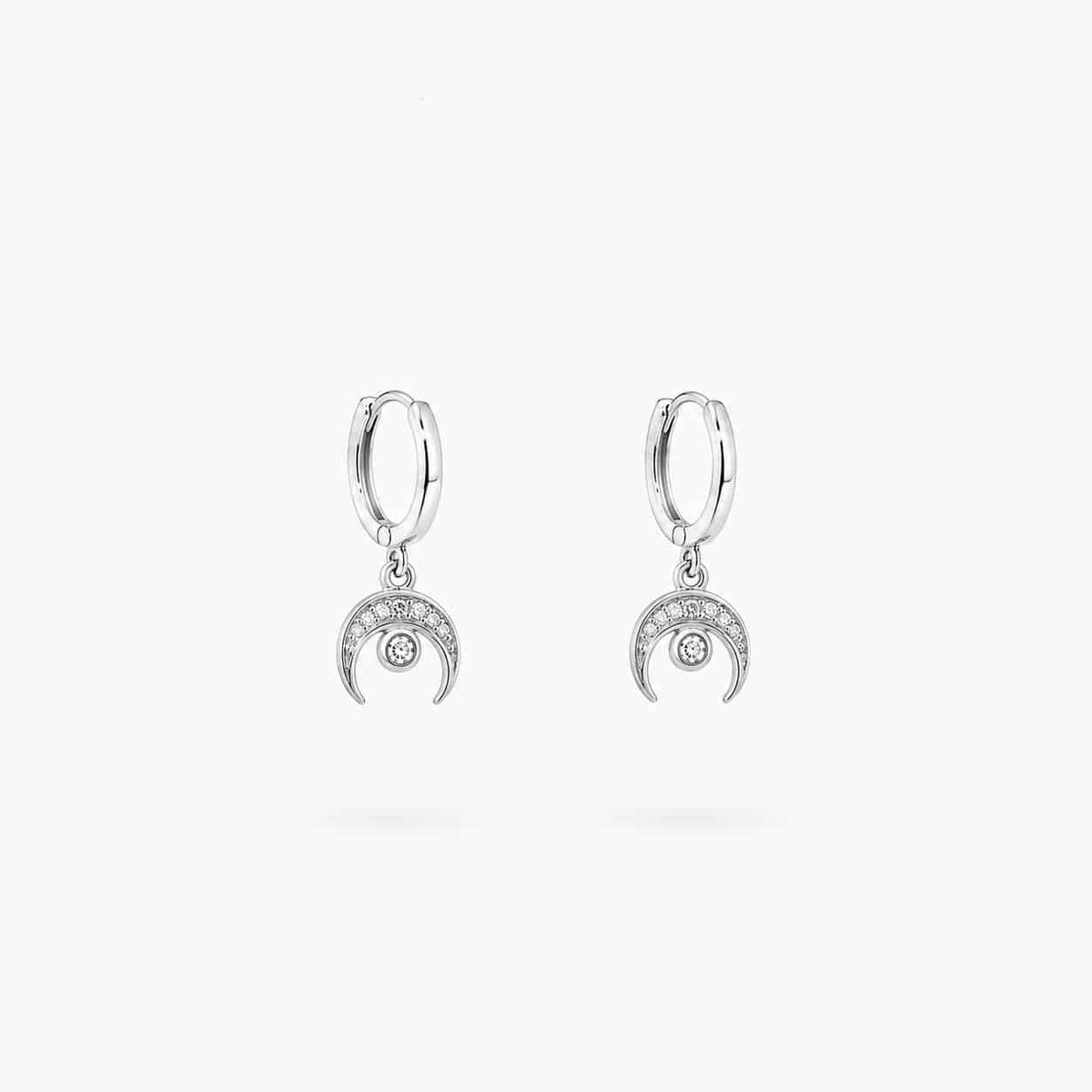Pendientes luna creciente de plata de ley - Joyería Zafir