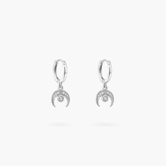 Pendientes luna creciente de plata de ley - Joyería Zafir