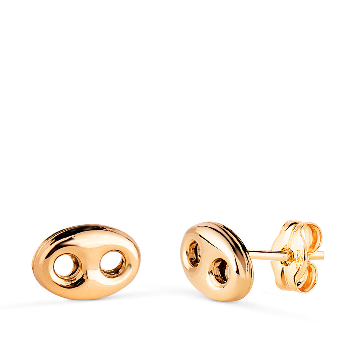 Pendientes Nudo de Barco en Brillo. Medida: 8 x 5,5 mm. de oro amarillo 18K