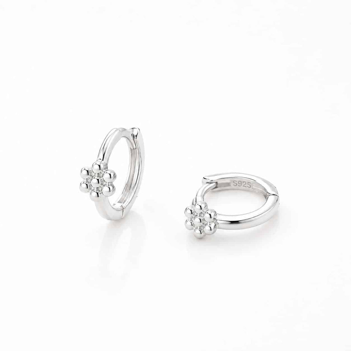 Pendientes aritos flor de plata de ley - Joyería Zafir