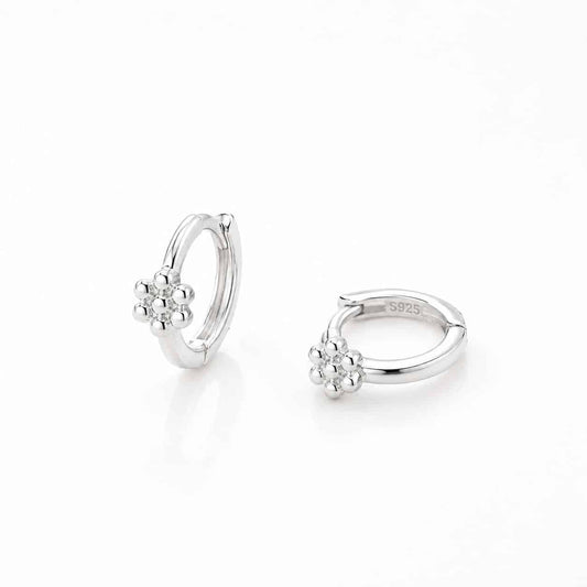 Pendientes aritos flor de plata de ley - Joyería Zafir
