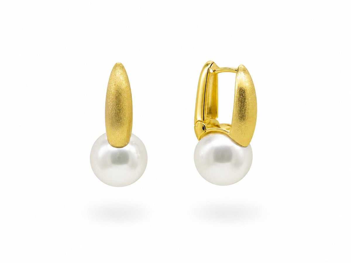 Pendientes gold perla de aleación de metales con baño de oro de 14 quilates - Joyería Zafir