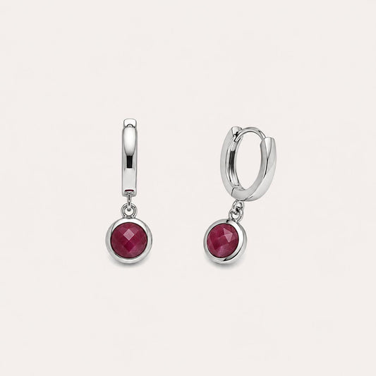 Pendiente Rubí de plata de ley - Joyería Zafir