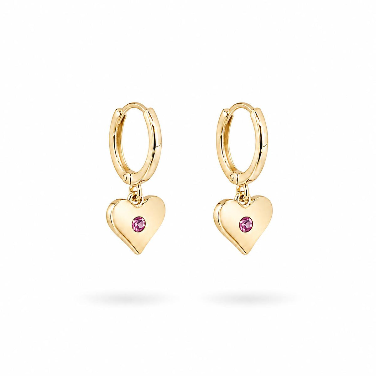 Pendientes love de plata de ley con baño de oro de 14 quilates - Joyería Zafir