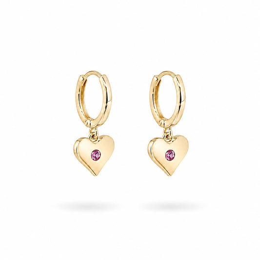 Pendientes love de plata de ley con baño de oro de 14 quilates - Joyería Zafir