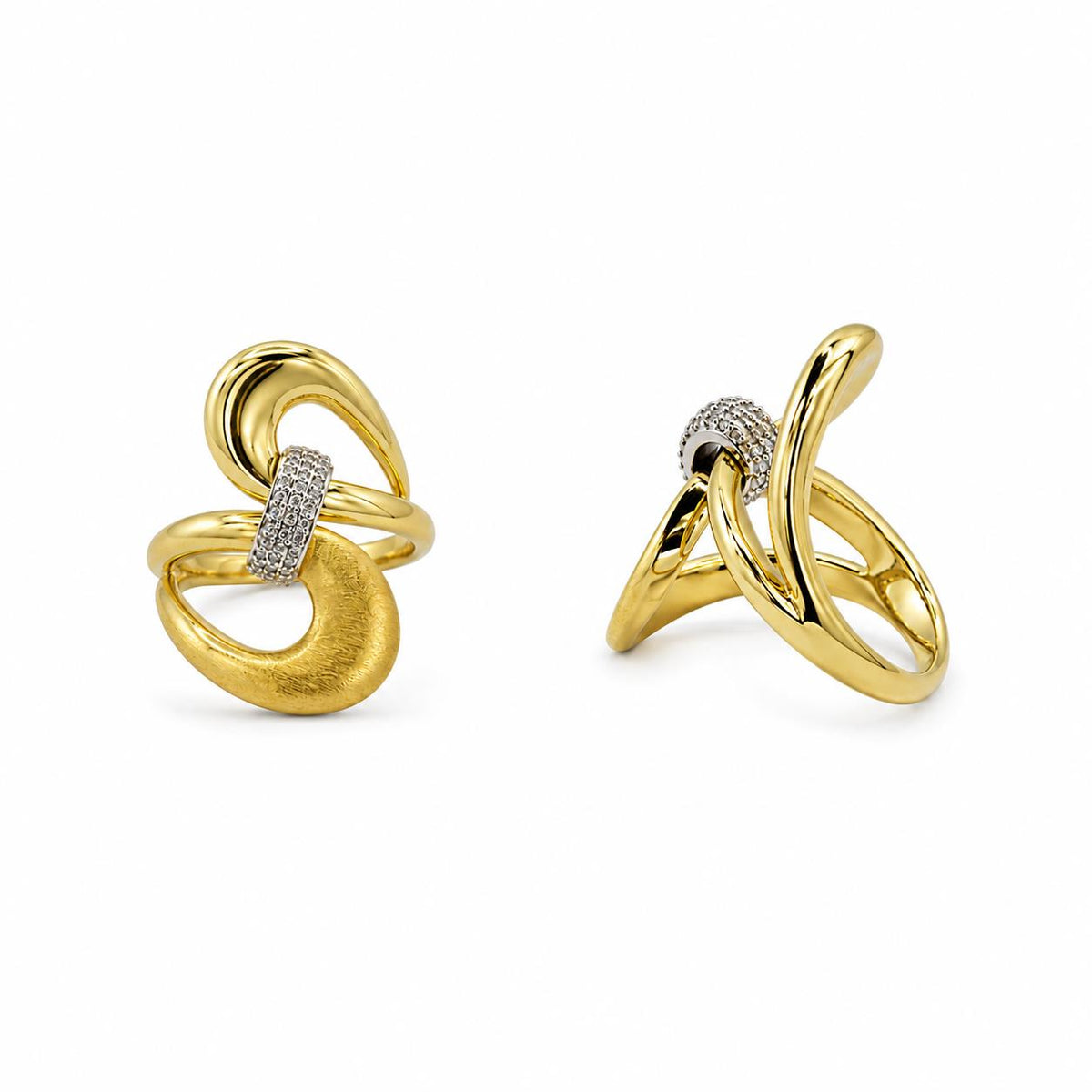 Anillo eslabón unión de aleación de metales con baño de oro de 14 quilates - Joyería Zafir
