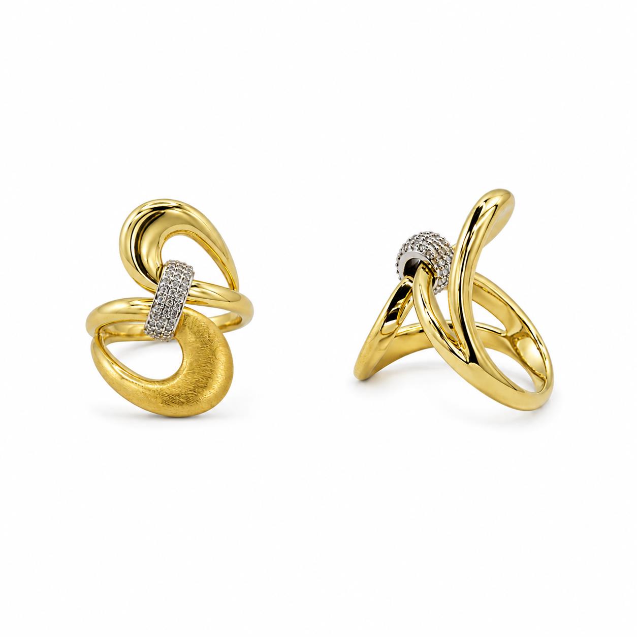 Anillo eslabón unión de aleación de metales con baño de oro de 14 quilates - Joyería Zafir