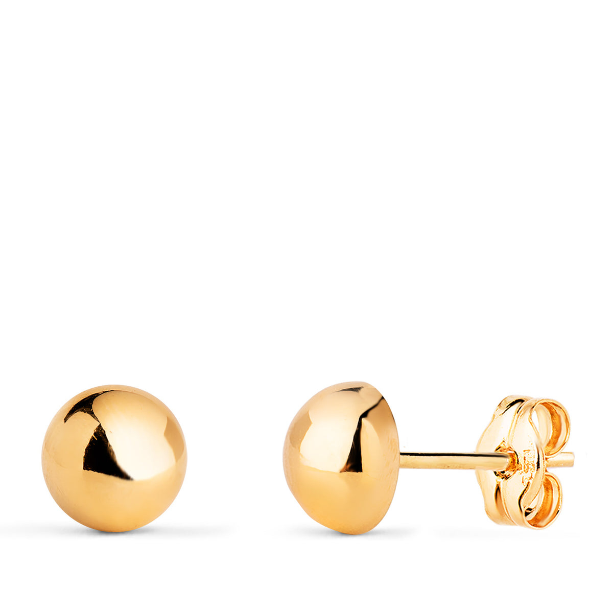 Pendientes Media Bola Lisa Hueca. Ancho: 6 mm. de oro amarillo 18K