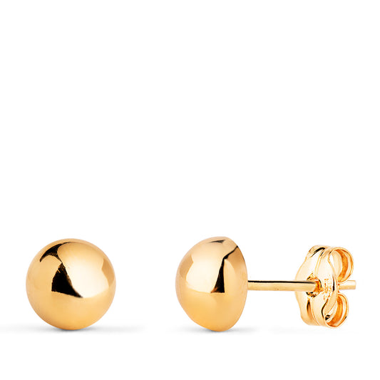 Pendientes Media Bola Lisa Hueca. Ancho: 6 mm. de oro amarillo 18K