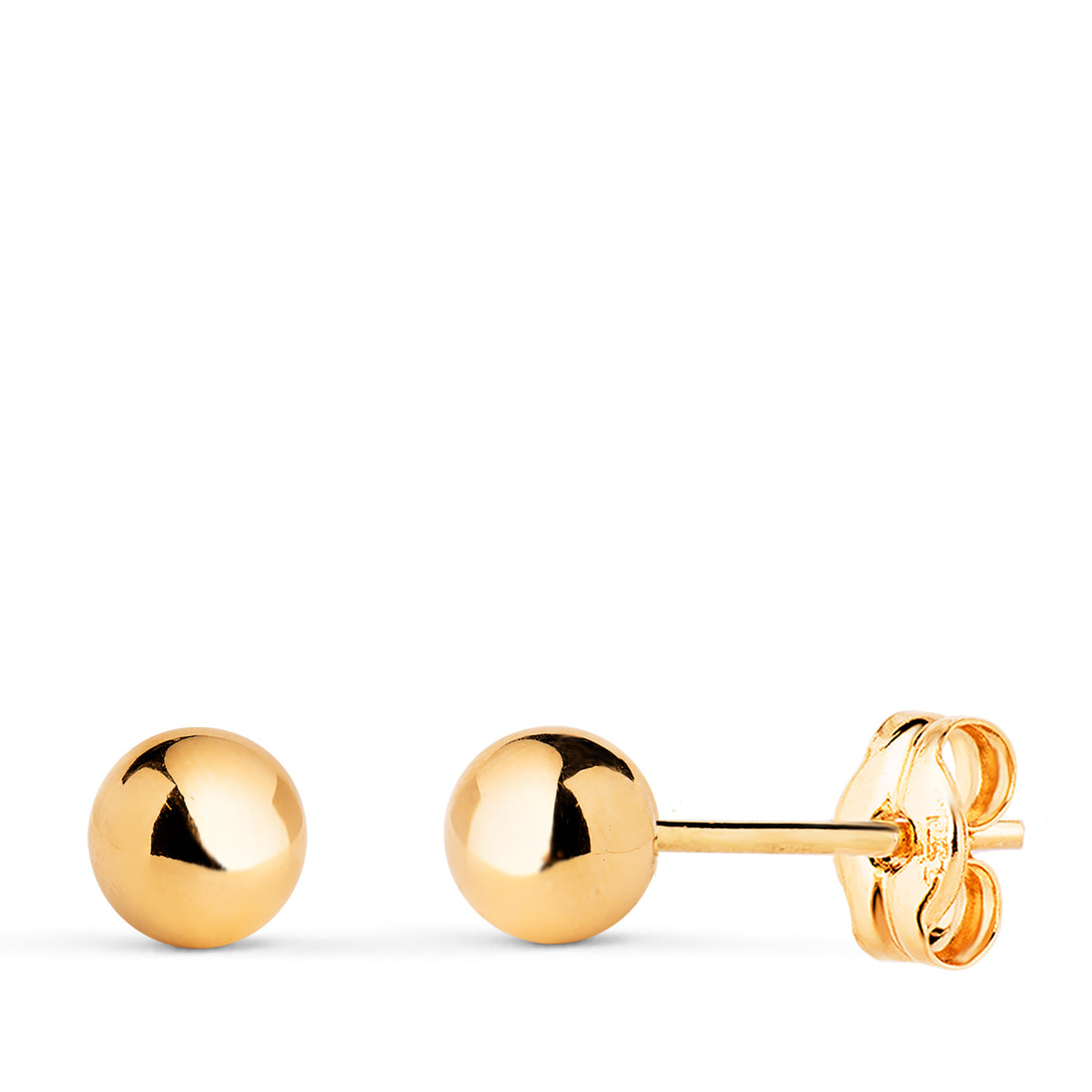 Pendientes Bola Lisa Brilla Hueca. Ancho: 5 mm. de oro amarillo 18K