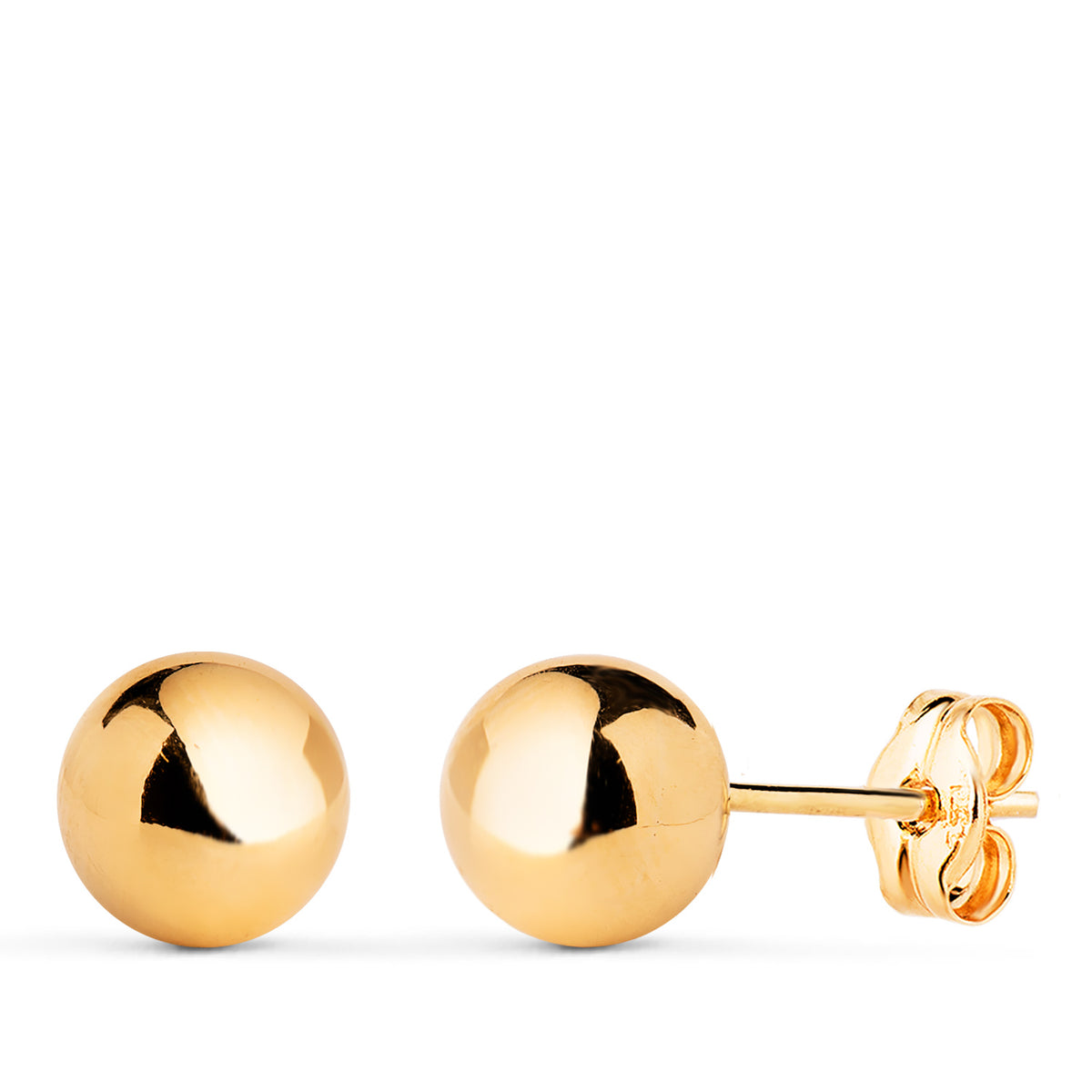 Pendientes Bola Lisa Brilla Hueca. Ancho: 7 mm. de oro amarillo 18K