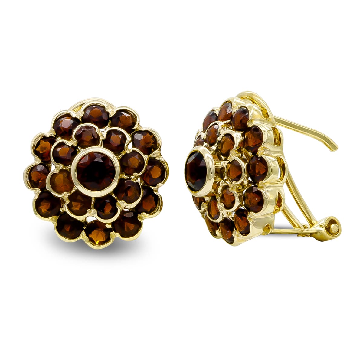 Pendientes Chaton y Circonita de oro amarillo 18K