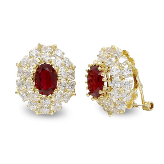 Pendientes Oval Piña Circonita de oro amarillo 18K
