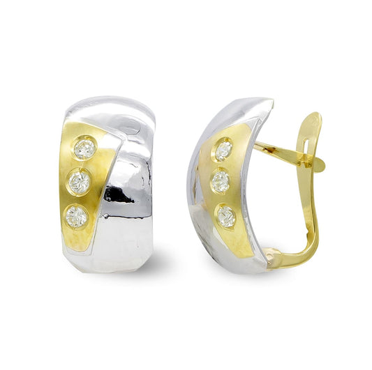 Pendientes Bicolor Mate y Brillo 18K