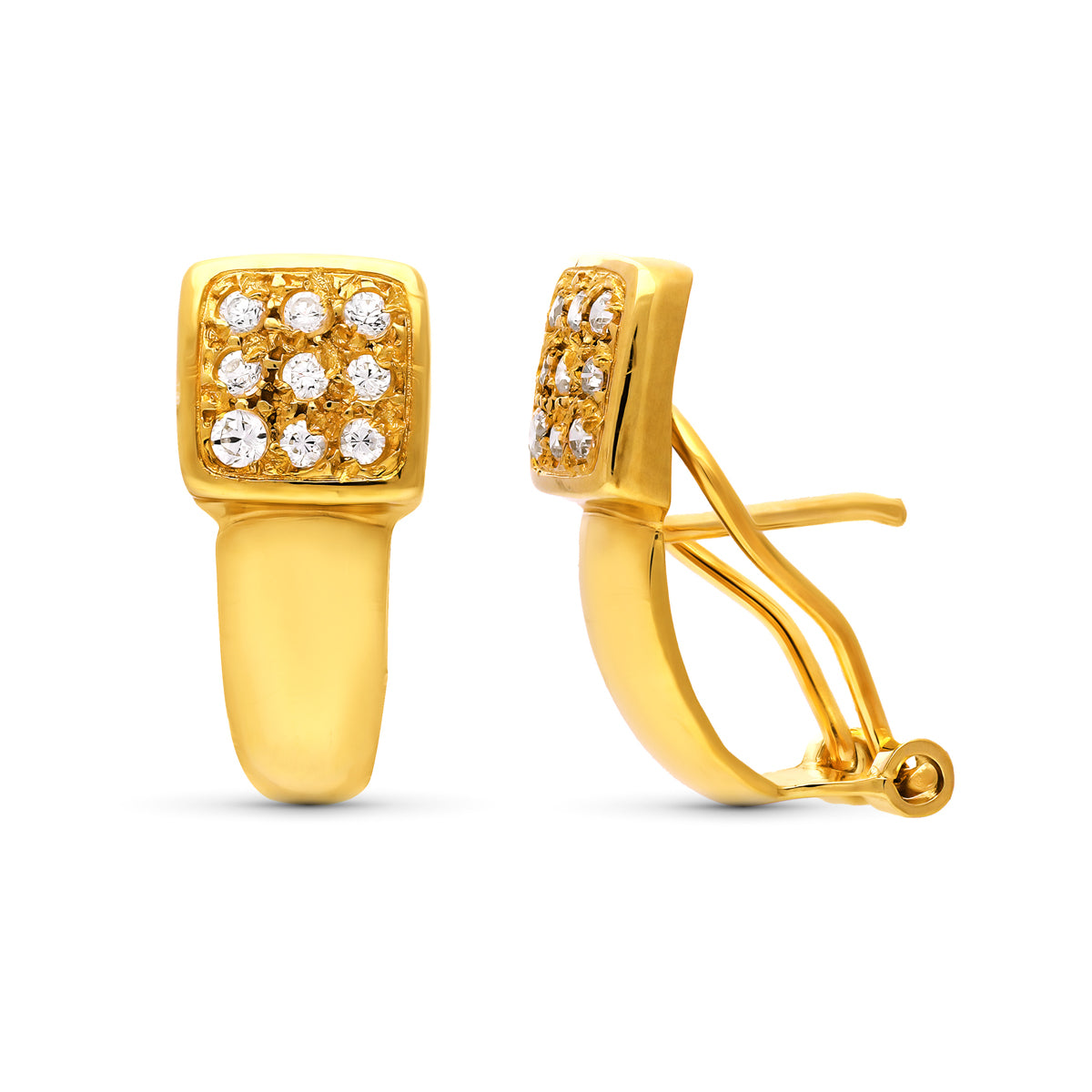 Pendientes con Circonita 18 x 18 mm de oro amarillo 18K