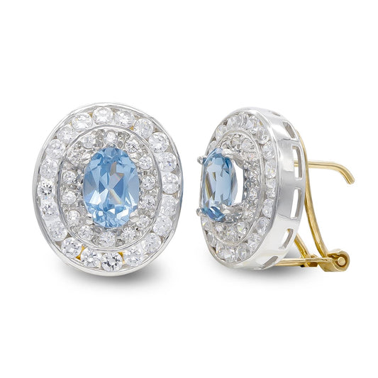 Pendientes Bicolor Aguamarina y Circonita 18K