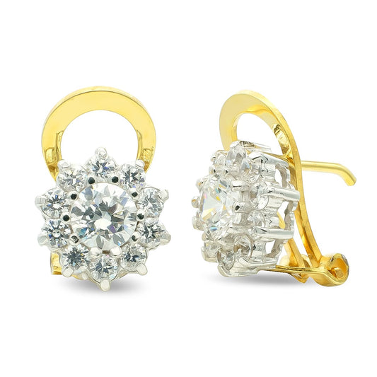 Pendientes Bicolor Circonita 10 mm 18K