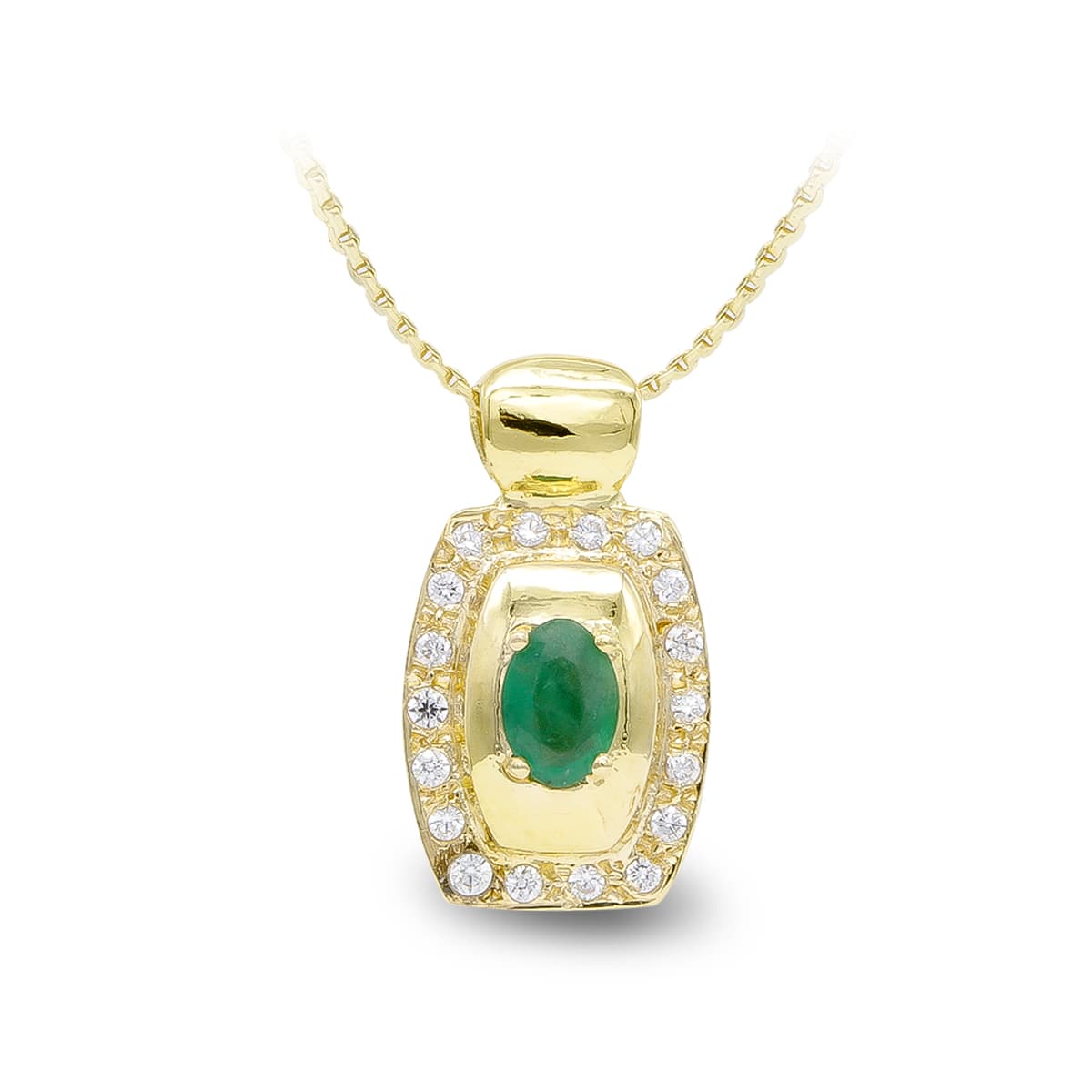 Gargantilla Esmeralda 6 x 4 mm Circonitas de oro amarillo 18K