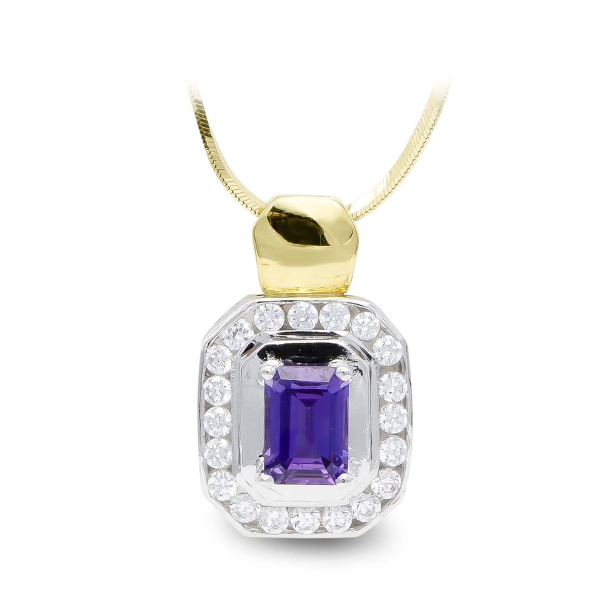 18K GARGANTILLA ORO BICOLOR AMATISTA 7X5 MM