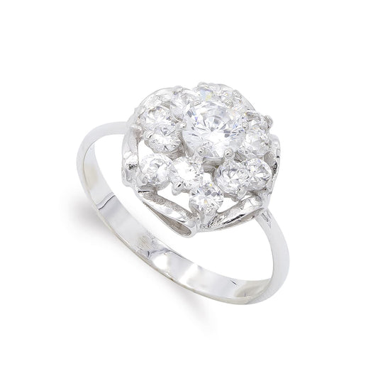 18K SORTIJA ORO BLANCO CUAJO CIRCONITA Y RAMAS. ANCHO: 13 MM