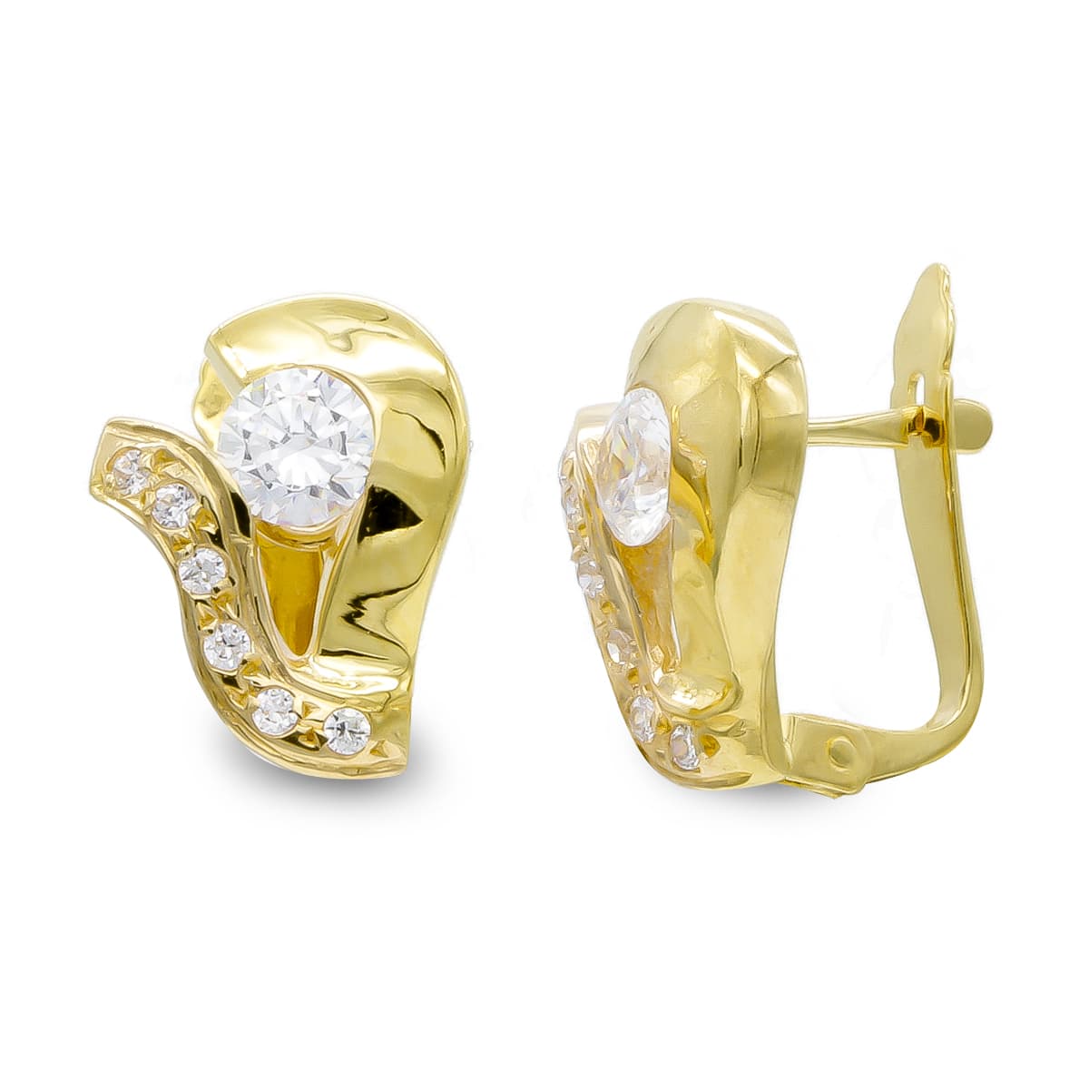 Pendientes y Circonita de oro amarillo 18K