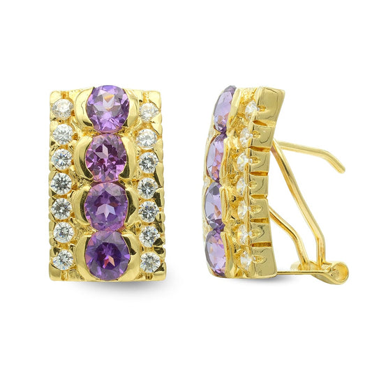 Pendientes Circonita 16 x 10 mm de oro amarillo 18K