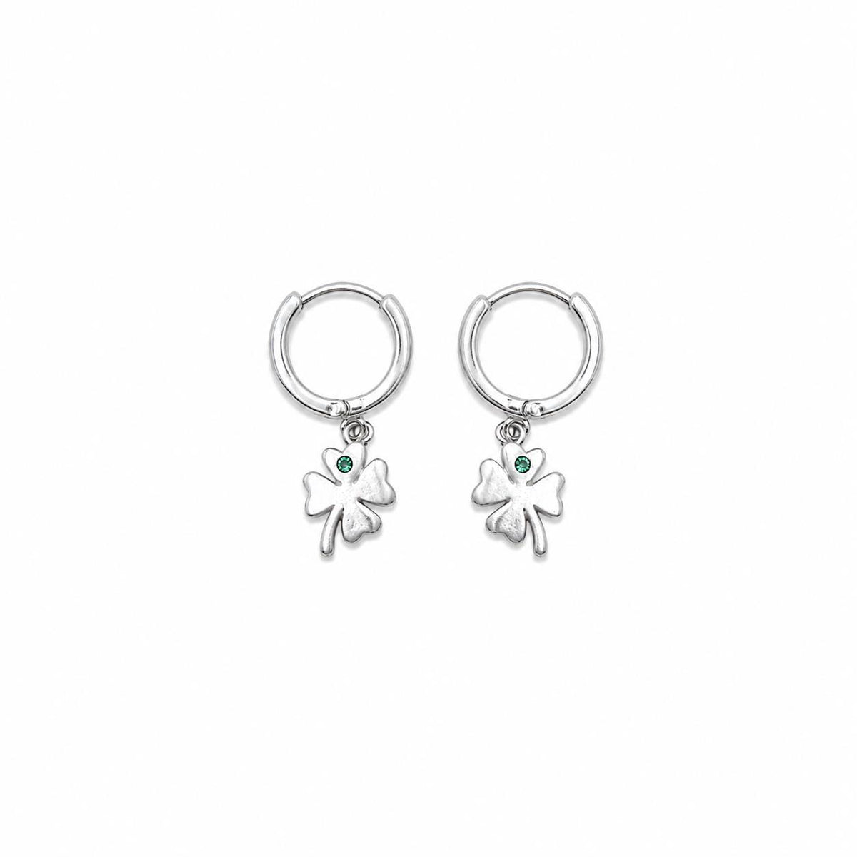 Pendientes trébol 4 hojas de plata de ley - Joyería Zafir
