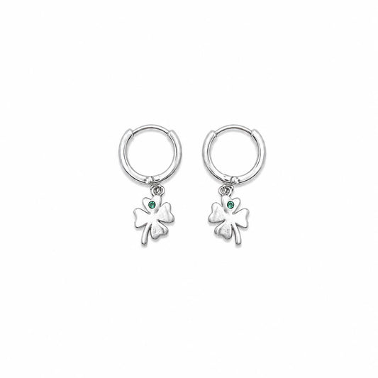 Pendientes trébol 4 hojas de plata de ley - Joyería Zafir