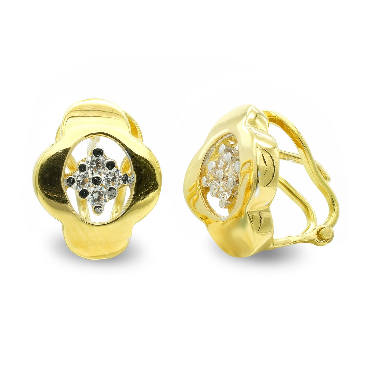 Pendientes Bicolor Flor 18K