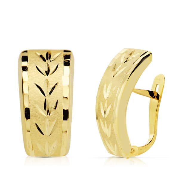 Pendientes Lapidados 19 x 10 mm de oro amarillo 18K