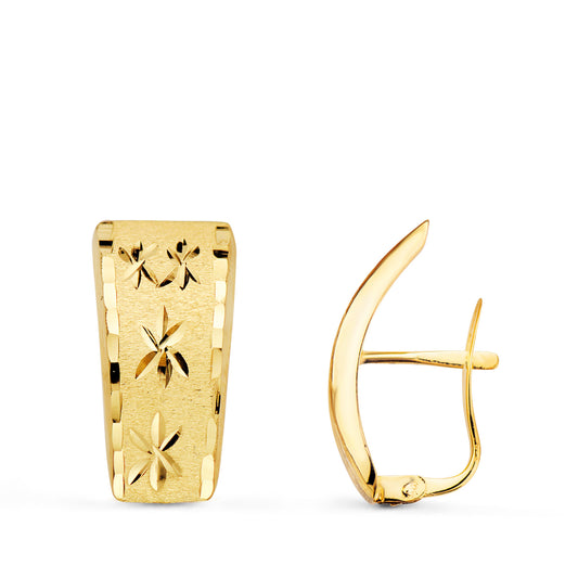 Pendientes Tallados y Matizados 19 x 9 mm catalán de oro amarillo 18K