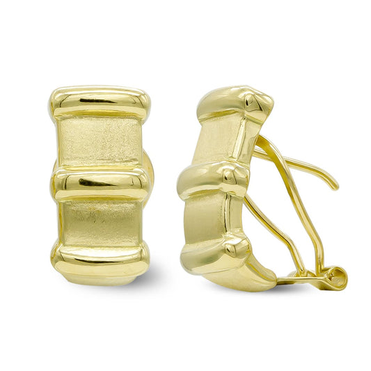 18K PENDIENTES ORO AMARILLO MATE Y BRILLO CIERRE OMEGA