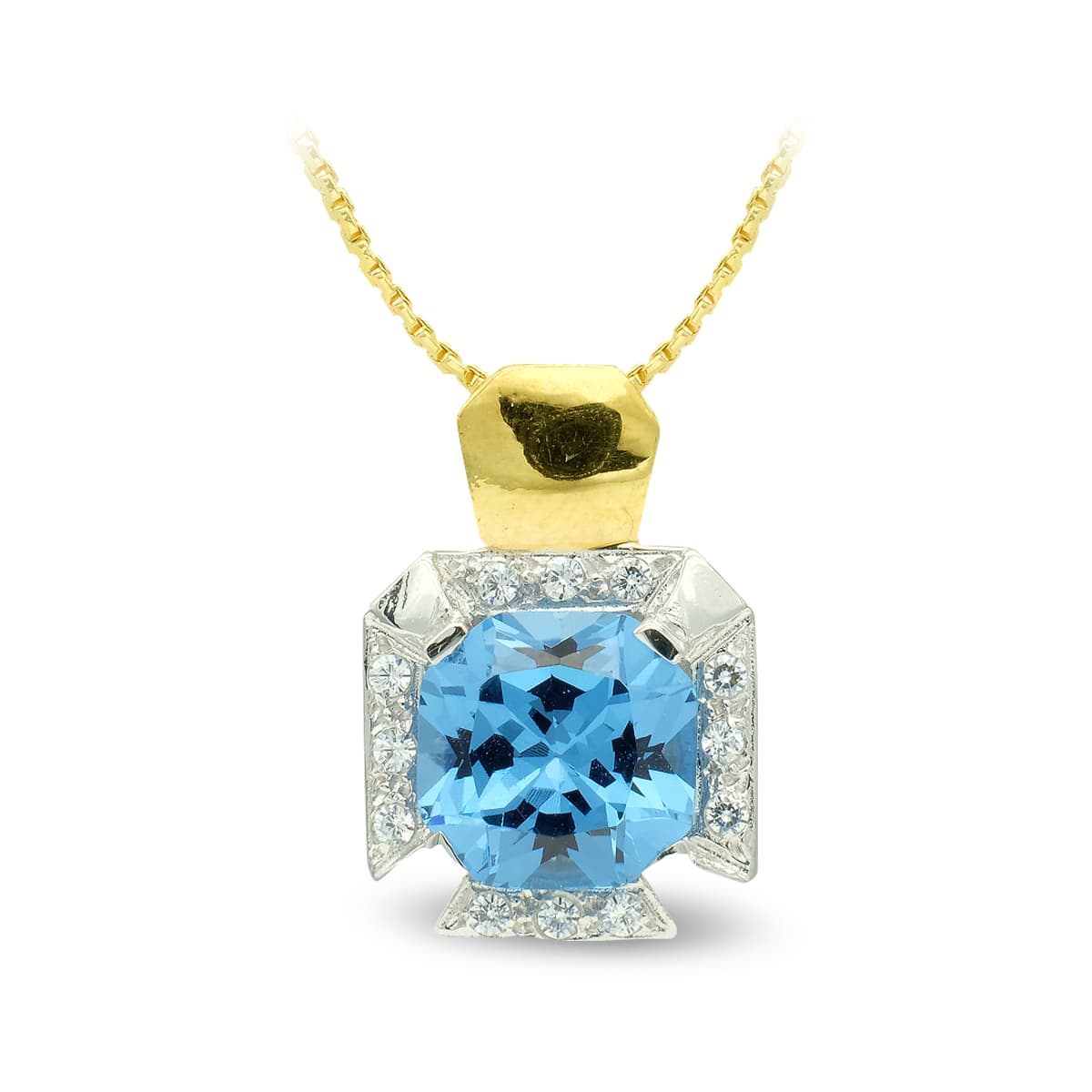18K COLLAR ORO ORO BICOLOR CUADRADO
