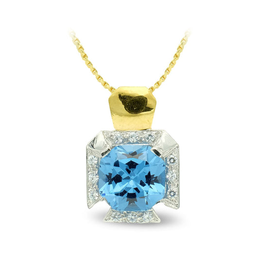 18K COLLAR ORO ORO BICOLOR CUADRADO