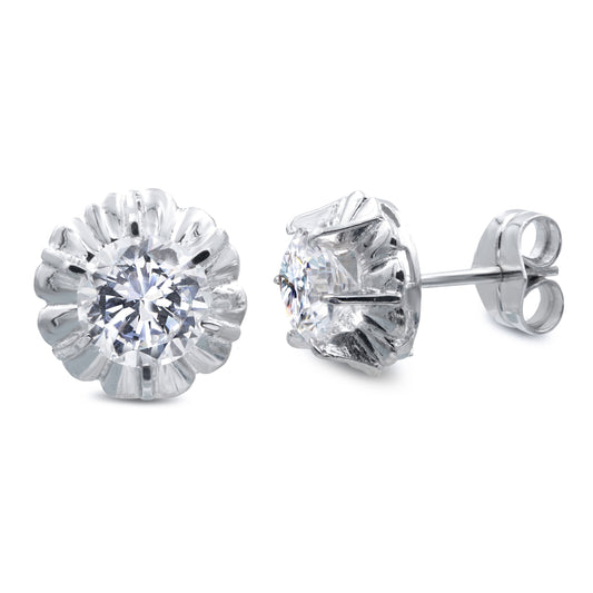 Pendientes con Circonita en Garras de oro blanco 18K