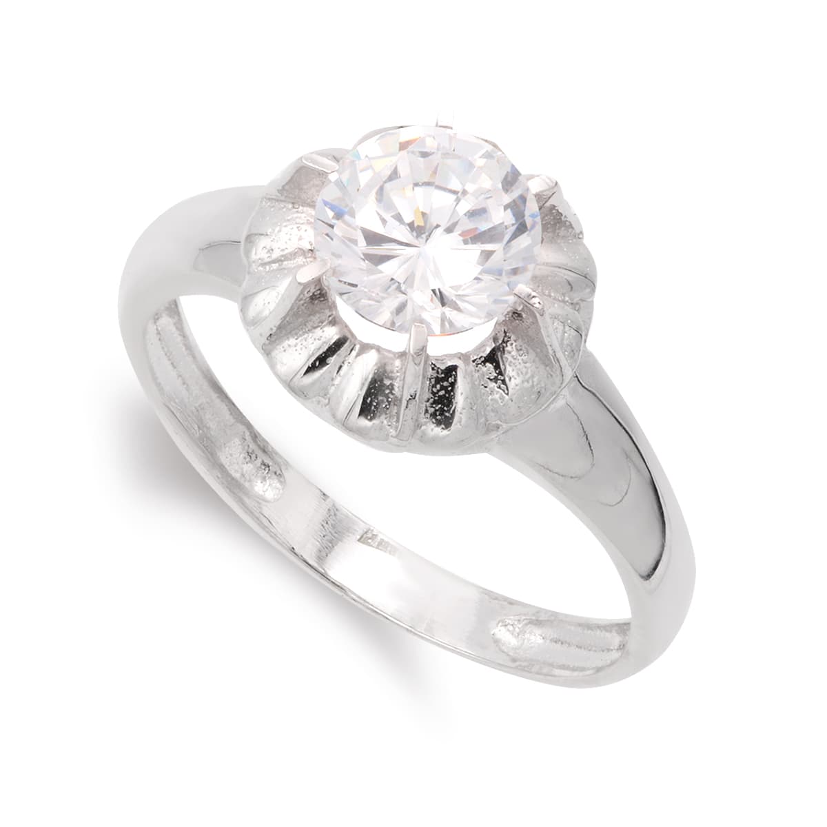 18K SORTIJA ORO BLANCO CON CIRCONITA Y GARRAS. ANCHO: 10 MM