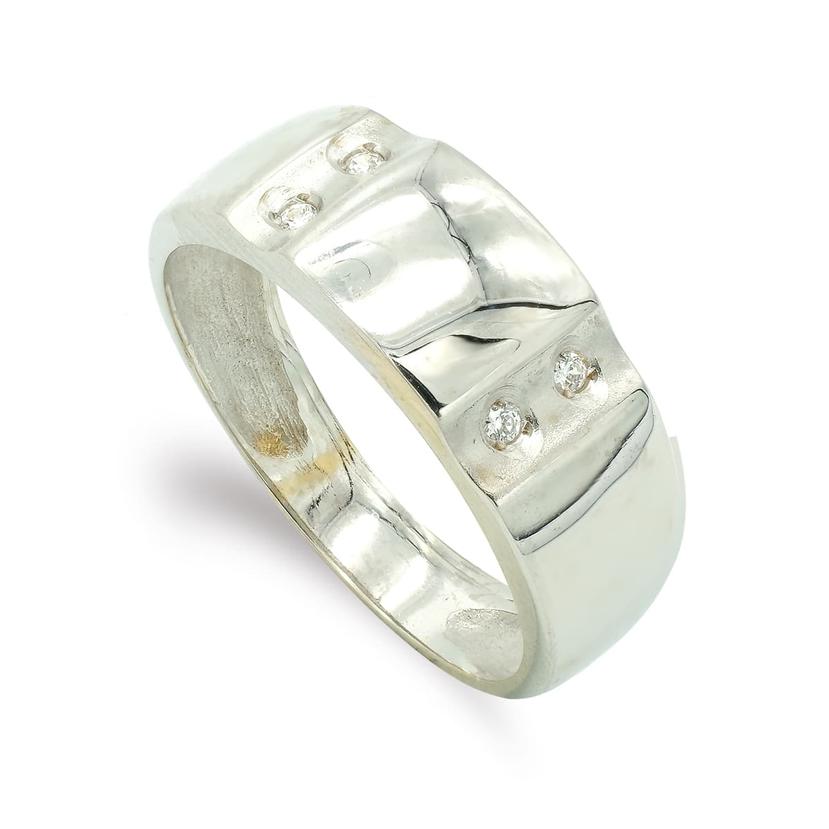 18K SORTIJA ORO BLANCO CON CIRCONITAS. ANCHO: 7,5 MM