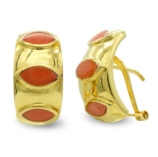 Pendientes Coral Fino de oro amarillo 18K