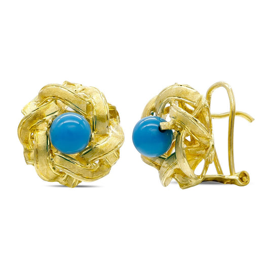 Pendientes Ramas y Turquesa de oro amarillo 18K